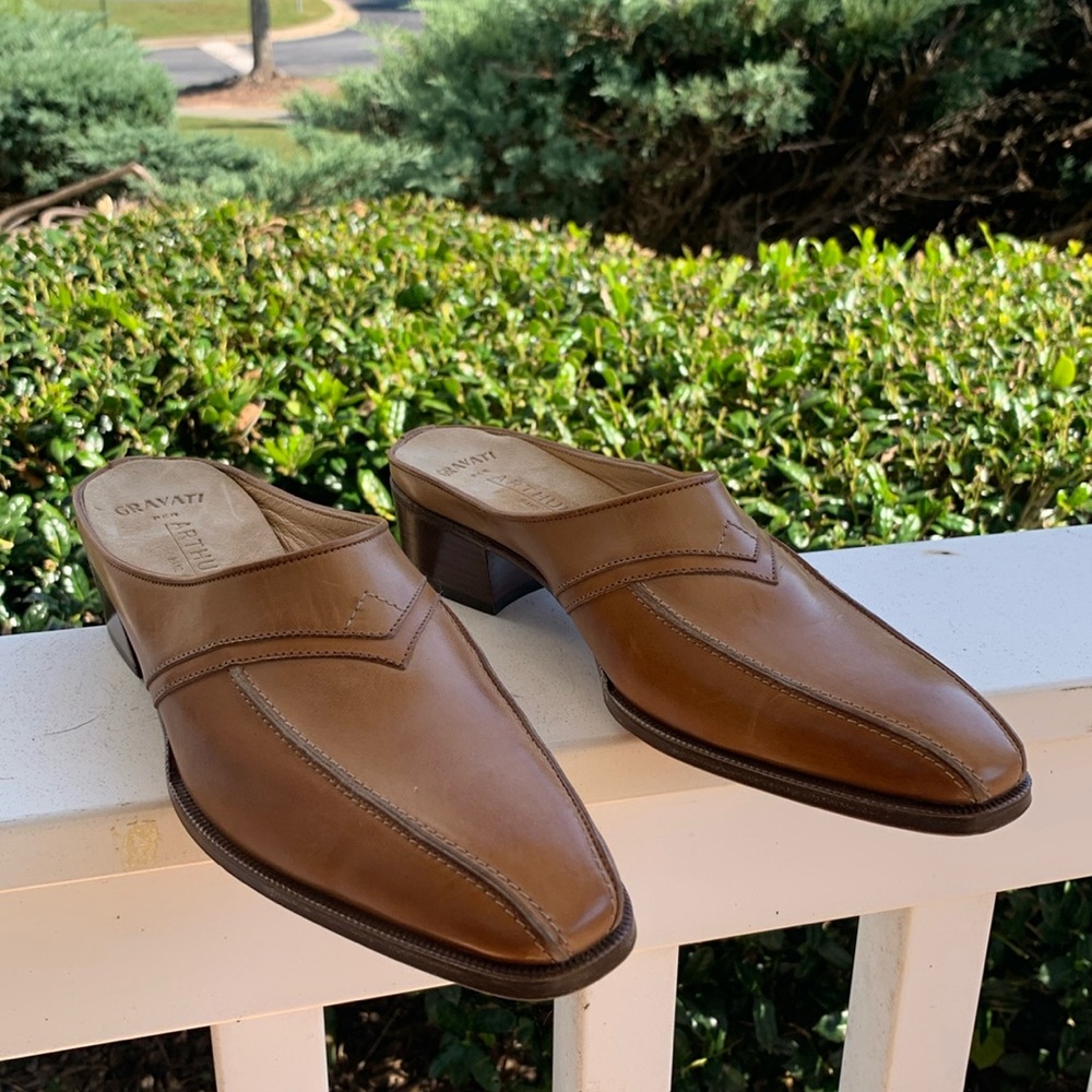 GRAVITY * ITALY * ARTHUR BEREN * LUXURY MULE IN COGNAC VACHETTA